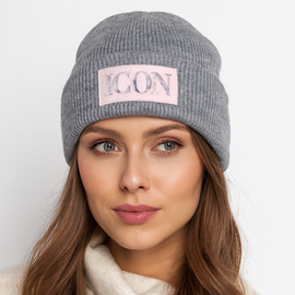 Czapka zimowa damska, szara, Icon, 55-58 cm