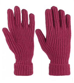 Rękawiczki damskie zimowe, włóczkowe, ciemny róż, M-L