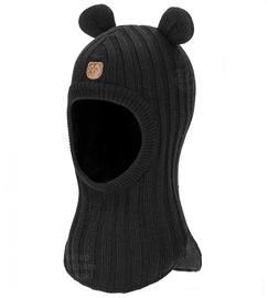 Kominiarka merino, zimowa dla chłopca, Elodre, czarna, 50-54 cm