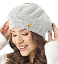 Beret damski, czapka, Belana, szary, 56-59 cm