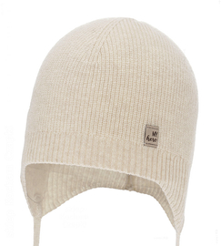 Czapka merino z kaszmirem, dla chłopca, wiosenna/jesienna, Notano, beżowa (07), 42-45 cm