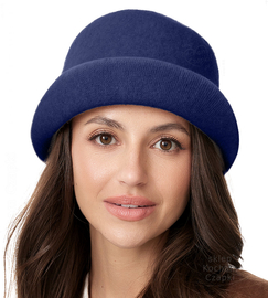Kapelusz damski zimowy, wełniany, Demeter, granatowy, 55-57 cm