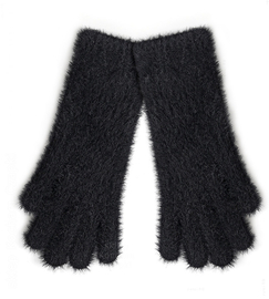 Rękawiczki dla dziewczynki, długie, alpakowe do telefonu, R257, czarne, 8-14 lat