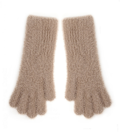 Rękawiczki dla dziewczynki, długie, alpakowe do telefonu, R257, beżowe, 8-14 lat