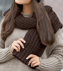 Szal damski zimowy, brązowy (J2), Gonnesa