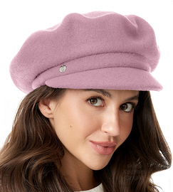 Kaszkiet damski zimowy, wełniany, Werona, wrzosowy, 55-58 cm