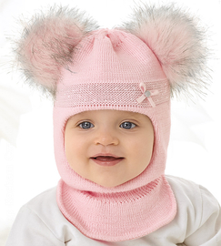 Kominiarka dla dziewczynki na zimę, Inela, jasny róż, 44-47 cm