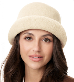 Kapelusz damski zimowy, wełniany, Demeter, kremowy, 56-57 cm