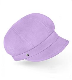 Czapka damska z lnu na lato, z daszkiem, Laura, fioletowa, 56-60 cm