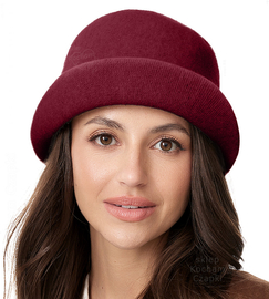 Kapelusz damski zimowy, wełniany, Demeter, bordowy, 55-57 cm