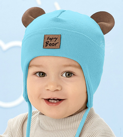 Bawełniana czapka dla chłopca, Miccos, turkusowy, 43-46 cm