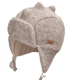 Czapka dla chłopca wełniana, zimowa, Gyapju, beżowa, 46-48 cm