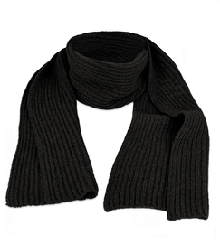 Szalik damski, wełniany, w prążek, P25093, czarny