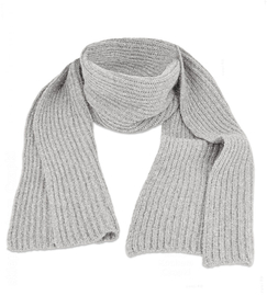 Szalik damski, wełniany, w prążek, P25093, szary perłowy