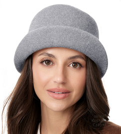 Kapelusz damski zimowy, wełniany, Demeter, szary, 54-55 cm