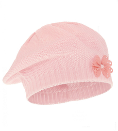 Beret dla dziewczynki jesienny/ wiosenny, różowy pudrowy (04), Soctana, 51-54 cm