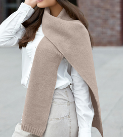 Ekskluzywny szalik damski, wełniany, Viveka, beżowy (A2)