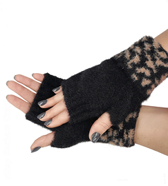 Rękawiczki - mitenki bez palców, damskie, Paraiso, czarne, M/L