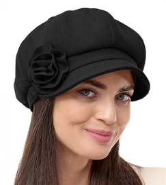 Kaszkiet damski zimowy, Granja, czarny, 56-58 cm