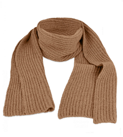 Szalik damski, wełniany, w prążek, P25093, karmelowy