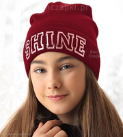 Czapka beanie dla dziewczyn Shine, bordowa, 54-56 cm