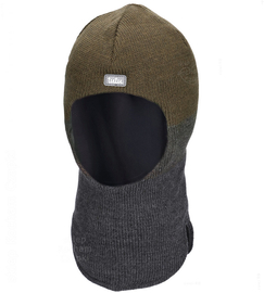 Kominiarka merino na zimę dla chłopca, Tivolin, khaki/grafit, 48-52 cm