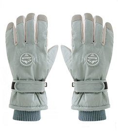 Rękawiczki zimowe chłopięce, rękawice narciarskie, ocieplone futerkiem, RN023, miętowe, 13 -16 lat