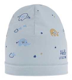Czapka bawełniana niemowlęca, jesienna/wiosenna, szaro-niebieska (23), Ifal, 40-42