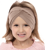 Opaska dla dziewczynki, turban na głowę,  beżowa, 3518, obw. 45-47 cm