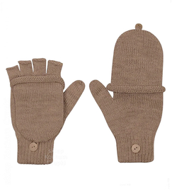 Rękawiczki damskie z wełny merino 100%, odkryte palce, 2317, kakaowe