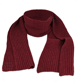 Szalik damski, wełniany, w prążek, P25093, bordowy