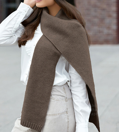 Ekskluzywny szalik damski, wełniany, Viveka, brązowy (O)