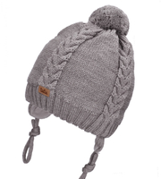 Czapka merino, dla dziecka, wiązana, Tirintas, ciemny szary, 49-52 cm