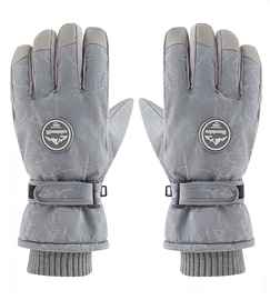 Rękawiczki zimowe chłopięce, rękawice narciarskie, ocieplone futerkiem, RN023, szare, 13 -16 lat