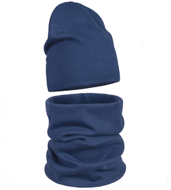 Czapka i komin damski, komplet jesienny/wiosenny, Trinida, prążek, ciemny niebieski, 55-57 cm