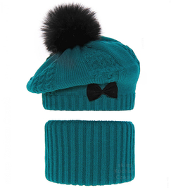 Beret zimowy i komin dla dziewczynki, Omara, v, 52-54 cm