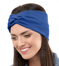 Opaska damska bawełniana na głowę, B2307M, niebieski chabrowy, 56-60 cm