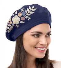 Beret damski zimowy, Tatila, wełniany, granatowy (v2),  56-58 cm