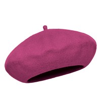 Beret damski zimowy, Vineca, wełniany, różowy ciemny,  55-57 cm