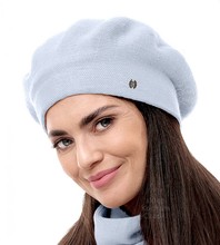 Beret damski zimowy, wełniany, Missira, niebieski, 56-59 cm