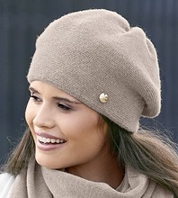 Beret zimowy wełniany,  Berutti, beżowy, 55-60 cm