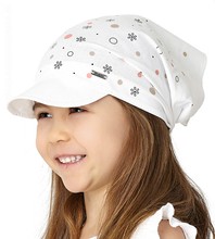 Chustka z daszkiem, na gumce, na głowę dla dziewczynki, Batuna, biały, 52-54 cm