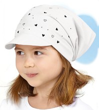Chustka z daszkiem, na gumce, na głowę dla dziewczynki, Bongra, biały, 44-46 cm