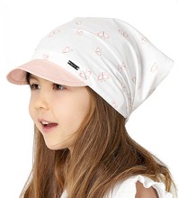 Chustka z daszkiem, na gumce, na głowę dla dziewczynki, Leptira, biała, 46-50 cm