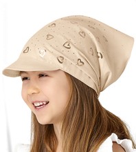 Chustka z daszkiem, na gumce, na głowę dla dziewczynki, Somea, beżowa, 52-54 cm