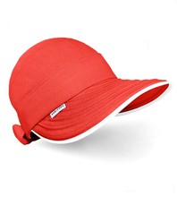 Kapelusz damski na lato, czapka z daszkiem, czerwony, LEN, 55-57 cm