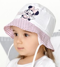 Kapelusz dla dziewczynki, wiązany, z myszką Mini, biały, Souris, 48-50 cm