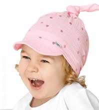 Muślinowa czapka/chustka z daszkiem, dla dziewczynki, Manise, róż jasny (2), 42-50 cm