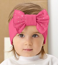 Opaska dla dziewczynki, bawełniana na głowę z kokardą, różowa, 40-44 cm