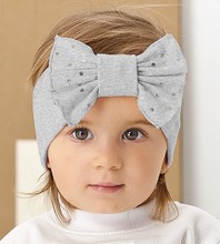 Opaska dla dziewczynki, bawełniana na głowę z kokardą, szara, 40-44 cm